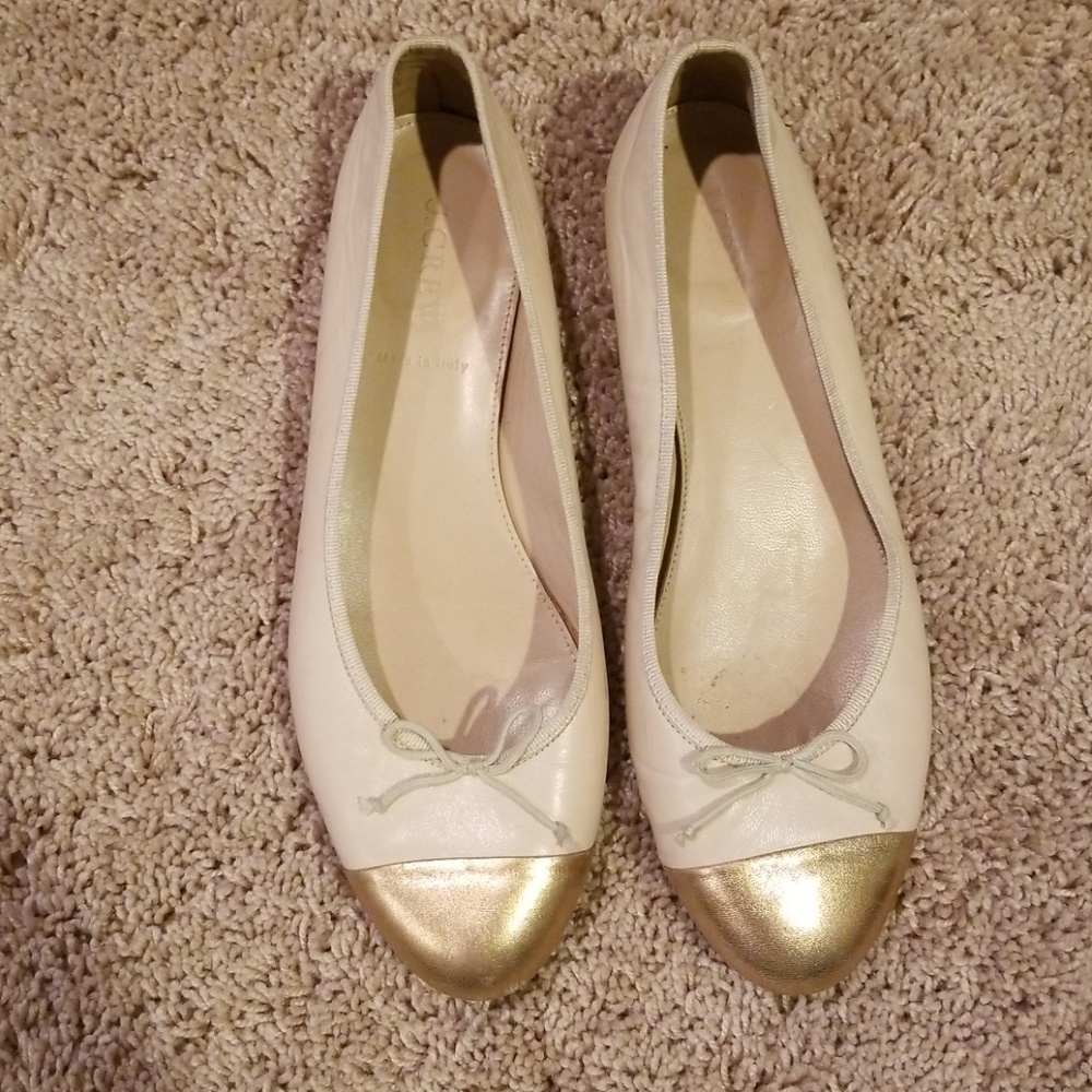 Jcrew gold captoe flats